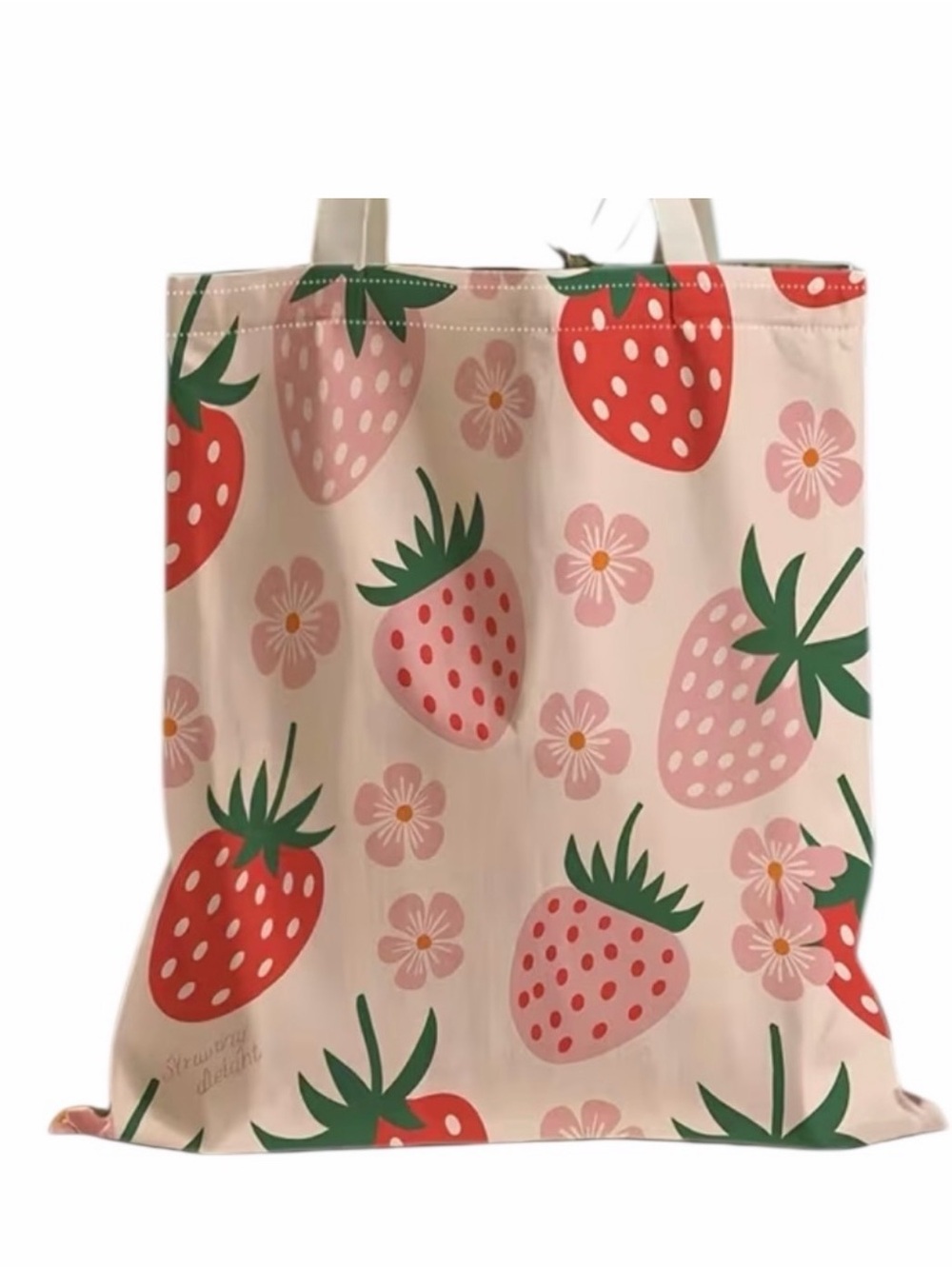 Strawberry Print Women's Tote Bag - Pink & Red